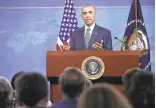  ?? MARKWILSON/GETTY IMAGES ?? President Obama took questions about the Iran payment and the presidenti­al election Thursday.