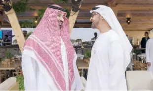  ??  ?? Mohamed Bin Zayed and Mohammed Bin Salman during the event in Ad Diriyah on Saturday.