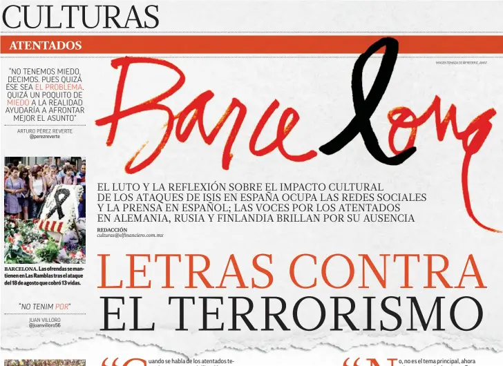  ??  ?? BARCELONA. Las ofrendas se mantienen en Las Ramblas tras el ataque del 18 de agosto que cobró 13 vidas.