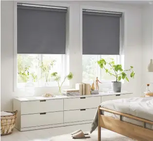  ??  ?? Curtain-free? Block out the light on those summer mornings by closing your shades using an app on your smart device with Fyrtur wireless blackout blinds. $170, Ikea.com