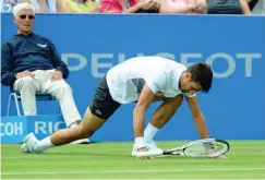  ??  ?? Down and out? Former world number one, Novak Djokovic goes down during a match. He is struggling to regain his lost form