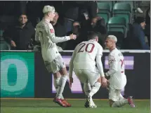  ?? AP ?? Antony (right) celebrates scoring against Newport County — a rare positive for the Manchester United winger this season.