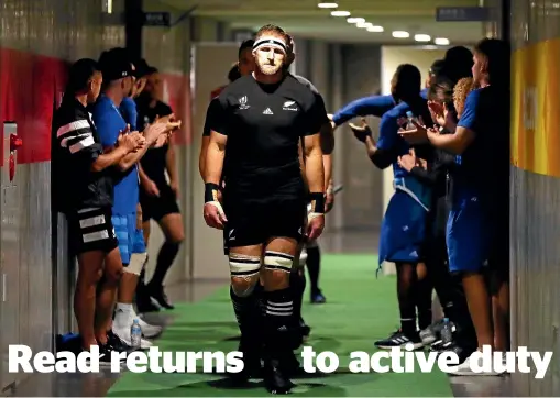  ?? GETTY IMAGES ?? Kieran Read leads out the All Blacks for the final time, in the World Cup bronze medal playoff against Wales in Japan last year.