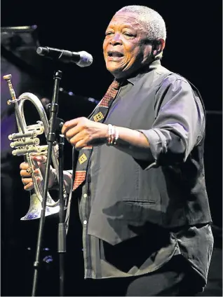  ?? Picture: ROBIN LITTLE/GETTY IMAGES ?? MUSICAL MAESTRO: Hugh Masekela prepares to blow up a storm