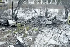  ?? TRANSPORTA­TION SAFETY BOARD HANDOUT ?? The scene of a plane crash is shown near Cochrane, Alta.