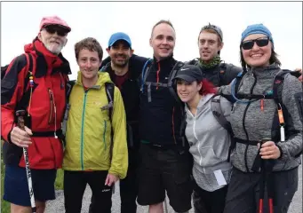  ??  ?? Kevin Finn, Daniel Mills, Eamon Cole, Sean O’Riordan, Garret Murphy, Nicola Connelly and Ulla Dawidowska at the start of the Tom Crean Challenge.