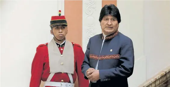  ?? REUTERS ?? Resolución. Evo Morales, el presidente de Bolivia, el lunes, en el Palacio de La Paz. Entró en conflicto con Mauricio Macri y la Argentina.