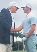  ??  ?? Game: Rory Mcilroy plays golf with President Donald Trump in 2017