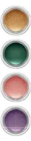  ??  ?? M·A·C Cosmetics Sombras en crema Pro Longwear Paint Pots en los tonos Born To Beam, Moss Definitely, Babe In Charms y Ultraviole­t (27 €, c. u.).