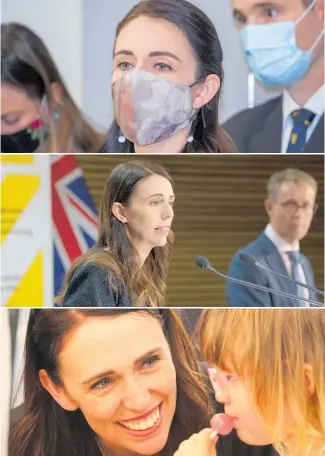  ?? Photos / Mark Mitchell; Peter de Graaf ?? The faces of Jacinda Ardern, the PM and the mother, over the past year.