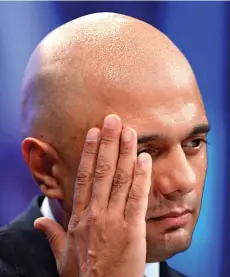  ??  ?? Dripping: Sajid Javid during his speech yesterday