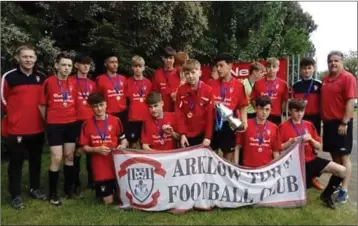  ??  ?? The Arklow Town FC side who won the Fenlon Cup last week.