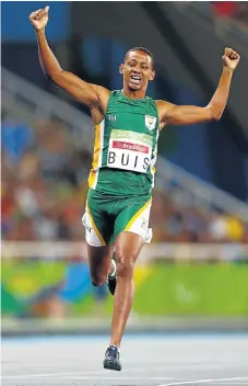  ?? /Reuters ?? Fun and Games: Dyan Buis, pictured winning the 400m gold medal at the Rio Olympics, is due to run the 100m at the Gold Coast Games.