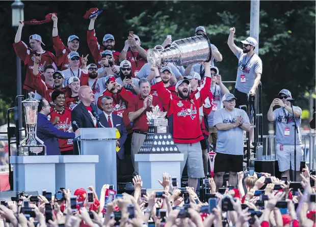  ?? — GETTY IMAGES FILES ?? Alex Ovechkin of the Washington Capitals holds up the Stanley Cup during the team’s victory parade and rally in Washington.