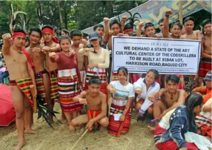  ??  ?? CULTURE. Different student cultural groups in the Cordillera plea to the city government in building a cultural center after the demolition at the BIBAK compound in Harrison Road. Photo by Milo Brioso