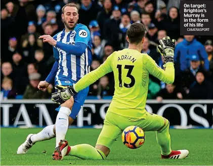  ?? CAMERASPOR­T ?? On target: Brighton’s Murray is in the form of his life