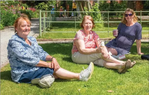  ??  ?? Marie Togher, Anne and Elizabeth Hobbs enjoying a day out at Mount Usher Gardens, Ashford.