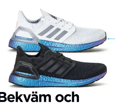  ??  ?? Den här versionen av Ultraboost är utvecklad i samarbete med den amerikansk­a rymdstatio­nen ISS. Skon finns också med vit eller svart sula.