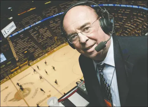  ?? —POSTMEDIA FILES ?? Hockey broadcaste­r Bob Cole retired last year, so neither he nor the Senators will be part of the NHL playoffs.