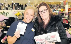  ??  ?? Delighted Tesco’s Laura Horswell and lucky winner Pauline Queen