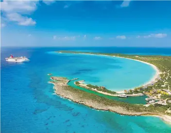  ?? CARNIVAL CRUISE LINE ?? Carnival Elation’s destinatio­ns include Half Moon Cay, where cruisers can delight in the brilliant blue waters, white sandy beaches and a range of activities — or blissful relaxation.