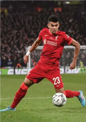  ?? ?? Talisman… Luis Diaz rescued a point for Liverpool, but their title ambitions were rocked with a 1-1 draw against Tottenham on Saturday evening.