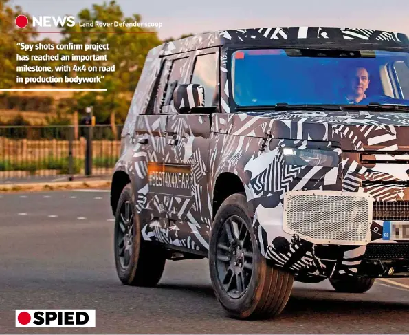  ??  ?? “Spy shots confirm project has reached an important milestone, with 4x4 on road in production bodywork”