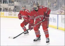  ?? [RIC KRUSZYNSKI/OHIO STATE] ?? Sophomore forward Tanner Lacyznski, right, is the Buckeyes’ leading scorer with 20 points.