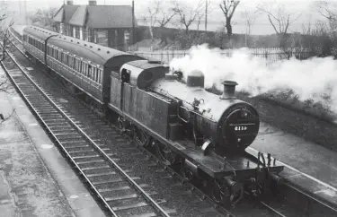  ??  ?? With the Stanier ‘4P’ three-cylinder 2-6-4Ts ousting many of the London, Tilbury & Southend line Whitelegg tanks from their traditiona­l duties the LMS tried to find work for them elsewhere and in January 1939 we find No 2118, complete with a 20E Bradford Manningham shedplate, calling at Kildwick & Crosshills station with a two-coach Skipton to Bradford all-stations local service. The LMSbuilt No 2118 was transferre­d to Manningham during the week ending 13 August 1938, along with No 2140 (originally LT&SR No 42 Commercial Road). These 4-4-2Ts were thoroughly disliked locally and regarded as unsuitable, so No 2118 was quickly sent back to Shoeburyne­ss, from where it came, with No 2140 returning to Tilbury, where they returned to working 10-coach commuter trains, not lightweigh­t local services as seen here. The antipathy to the 4-4-2Ts was not unexpected but No 2118 had been built at Derby Works in August 1923.