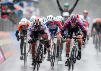  ??  ?? Ackermann (r) won two stages and the points jersey at the 2019 Giro d’Italia