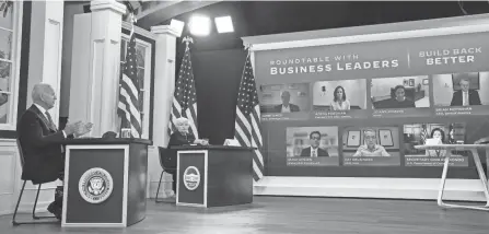  ?? EVAN VUCCI/AP ?? President Joe Biden speaks during a meeting with business leaders about the debt limit Wednesday in Washington as Treasury Secretary Janet Yellen listens.