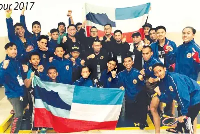  ??  ?? MUAYTHAI Sabah merai kejayaan di Kejohanan Pra Sukan Sea Kuala Lumpur 2017 yang berakhir di Damansara Utama, Selangor pada Ahad.