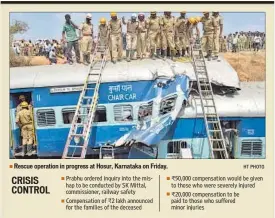  ??  ?? Rescue operation in progress at Hosur, Karnataka on Friday. HT PHOTO