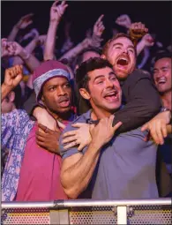  ?? (Amazon via AP/Ben King) ?? Jermaine Fowler (left), Zac Efron (center) and Andrew Santino star in “Ricky Stanicky.”