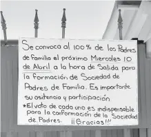  ?? /CORTESÍA ?? Los padres de familia del Jardín de Niños “España” convocan a elecciones