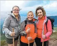  ??  ?? Nicola Roberts, from left, Victoria Hall and Lisa Hamblin, all from England, were among 11 solo travelers on a group trip to Italy's Amalfi Coast that included a hike to the top of Mount Vesuvius, where they posed for this photo.