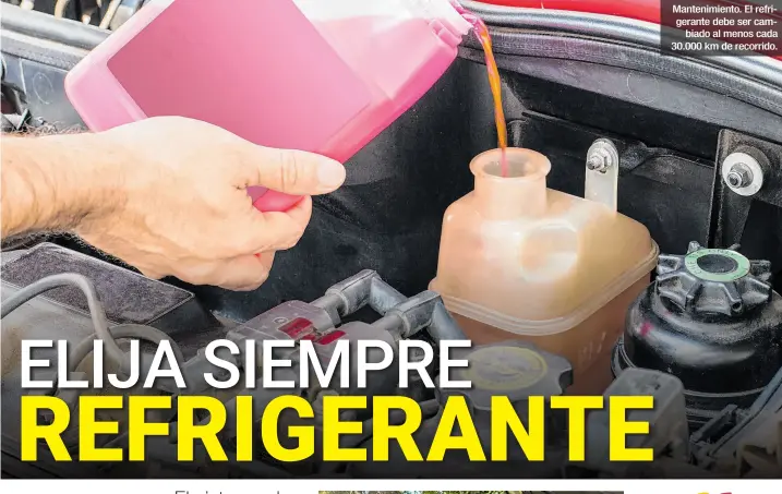  ?? FOTOS: SHUTTERSTO­CK Y CORTESÍA ?? Mantenimie­nto. El refrigeran­te debe ser cambiado al menos cada 30.000 km de recorrido.