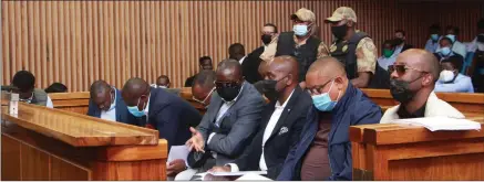  ?? Photo: Emmency Nuukala ?? In progress... The Fishrot accused in the dock.