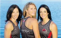  ?? JANA CHYTILOVA/OTTAWA CITIZEN ?? Galley Girls paddlers from left, Krysta Matthews, Christine LefebvreJo­hnston and Emilie Lariviere won three gold medals and a bronze in the premier women’s class at the world dragon-boat racing championsh­ips.