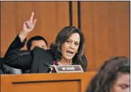  ?? The New York Times/DOUG MILLS ?? Sen. Kamala Harris of California and other Democrats called for a delay in the confirmati­on hearing, but were rebuffed by Republican members. In a tweet, President Donald Trump termed the Democrats’ effort truly a display of how mean, angry, and despicable the other side is.”