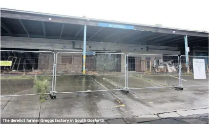  ??  ?? The derelict former Greggs factory in South Gosforth