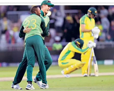  ?? AP ?? A question of pace: “South African bowlers like Andile Phehlukway­o and (left) Dwaine Pretorius are bowling in the mid-120s, whereas all-rounders such as Shaun Pollock, Jacques Kallis were all bowling in the mid-140s – that does elevate you certainly from a bowling point of view into a dierent space,” says Klusener.