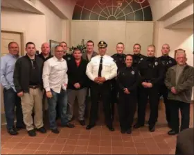  ?? PHOTO COURTESY OF BRIDGEPORT POLICE DEPT. ?? The Bridgeport Police Department poses with new Chief Todd Bereda after his swearing in at Borough Hall.