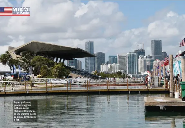  ??  ?? Depuis quatre ans, pendant cinq jours, le Miami Marine Stadium est transformé en une immense marina de plus de 500 bateaux à flot.