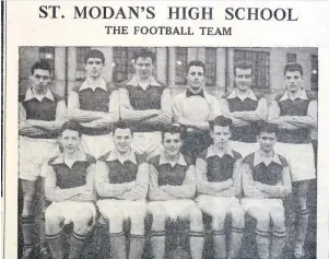  ??  ?? Top team St Modan’s High football eleven featured in the Observer of December, 1959. Looking formidable are (back row, left) D Duncan, D Murray, J Kelly, F Stafford, A McDade, and R Hughes, and front (left) E Harvey, H Connor, J McGuire, M Sweeney and G Colleti