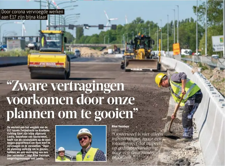  ?? FOTO JORIS HERREGODS ?? De vernieuwin­g van het wegdek van de E17 tussen Zwijndrech­t en Kruibeke richting Gent is bijna klaar.