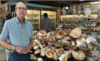  ?? ?? Recreation­al shoppers will find a familiar palette of art, T-shirts, trinkets and the like. Then there are goods with a nautical theme like seashells, which David Thomas has been selling for decades at The Shell Shop.