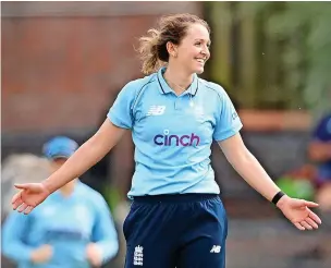  ?? Alex Davidson ?? Lancashire bowler Kate Cross pictured on England duty