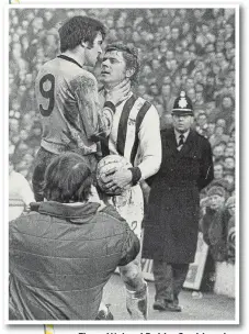  ?? ?? Fiery: Wolves’ Bobby Gould grabs Albion’s John Kaye by the throat