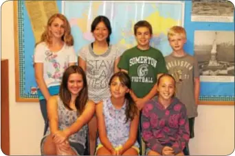  ??  ?? Newtown Friends School Sixth graders, seated, from left, Sophia Fraschella, Olivia Doody and Madeline Neway; standing, from left, are Elizabeth Berlinger, Alice Ke, John OíBrien and Will Krohn.